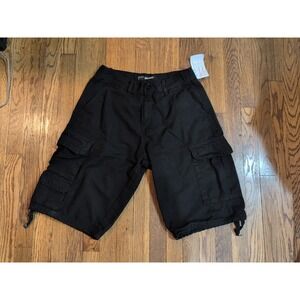 PJ Mark Shorts Black Baggy Cargo Y2K Streetwear Grunge Punk Cyber Oversized 34